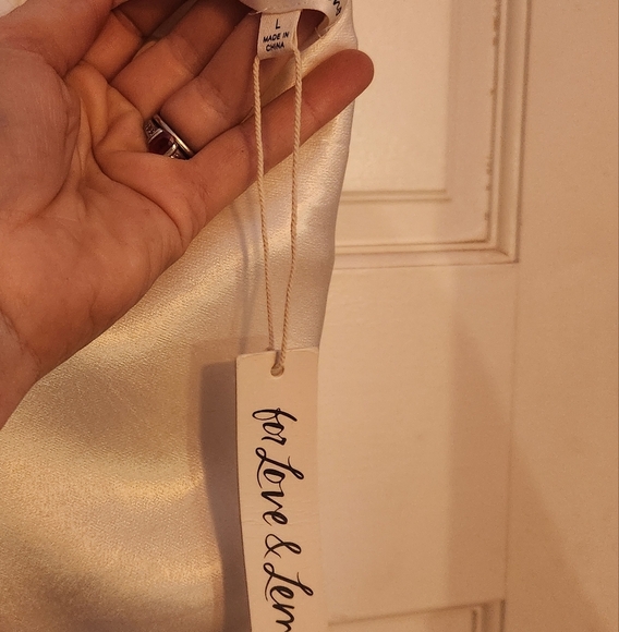 NWT For Love And Lemons White Strapless Satin Backless Mini Dress Size Large - Picture 7 of 8
